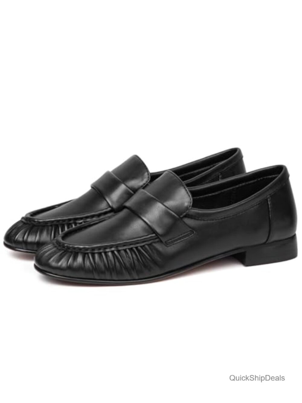 Penny Loafers Chunky Heel Slip On Dressy Work Flats